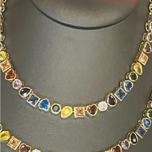 NWT 🤎💙💚 Camila Coelho Gorgeous Multicolor Cubic Zirconia Necklace - Picture 12 of 14